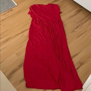Red maxi dress with pockets